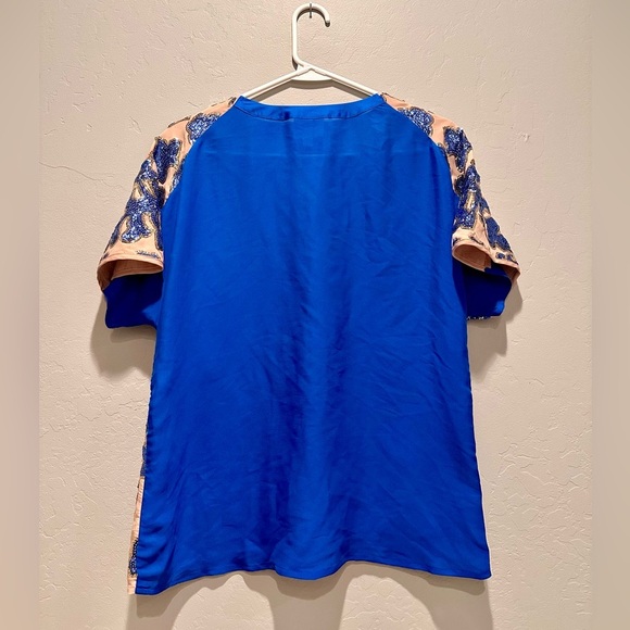 Tracy Reese Neiman Marcus for Target Blue Sequined Short Sleeve Top Size Small - Picture 4 of 4